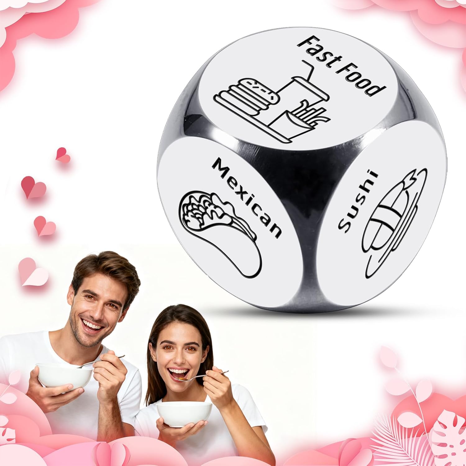 Funny Husband Boyfriend Fathers for Him Her Anniversary Birthday Gift for Him Her Mens Food Gift Christmas Valentines Stocking Stuffers for Women Men Personalized Gifts Metal Dice