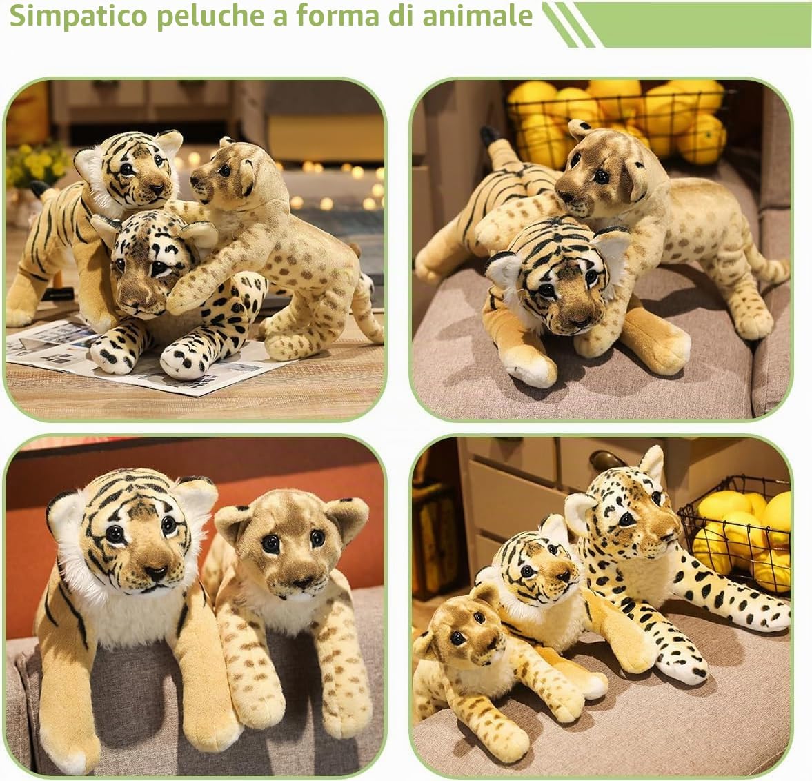 Grande Peluche Tigre 60CM, Giallo, Morbido Tigre Giocattolo | Carino peluche tigre, realistico & morbido, regalo di compleanno per ragazzi, ragazze, bambini, decorazione degli interni