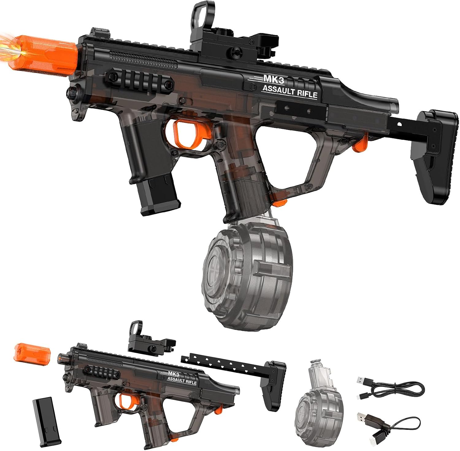 Electric Water Gun for Adults Kids, Automatic Squirt Gun with 33FT Range, Watergun with Flashing Muzzle, Summer Outdoor Water Pistol Pool Beach Party Toys for Boys Girls, Black