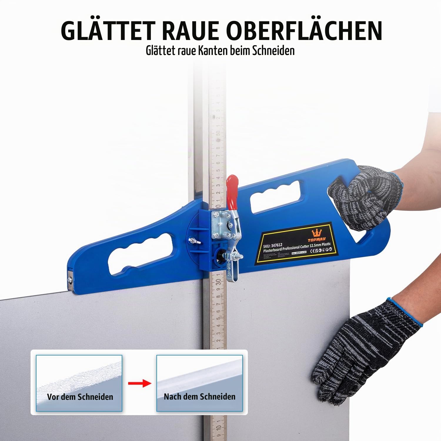 TOPWAY Manueller Trockenbau-Schneidwerkzeug, Gipskartonschneider mit faltbarem Aluminiumgriff, 61 cm Schnittbreite, Gipskartonplatten-Schneidewerkzeug für Holzarbeiten, Heimwerker