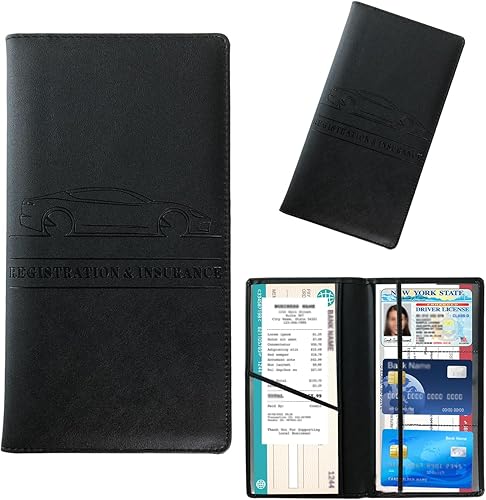 Soporte para tarjeta de registro y seguro de automóvil, organizador de cuero para documentos de licencia de automóvil, organizador de compartimentos