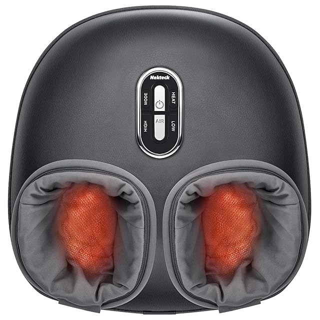 Nekteck compact shiatsu foot massager in graphite on a small living room rug
