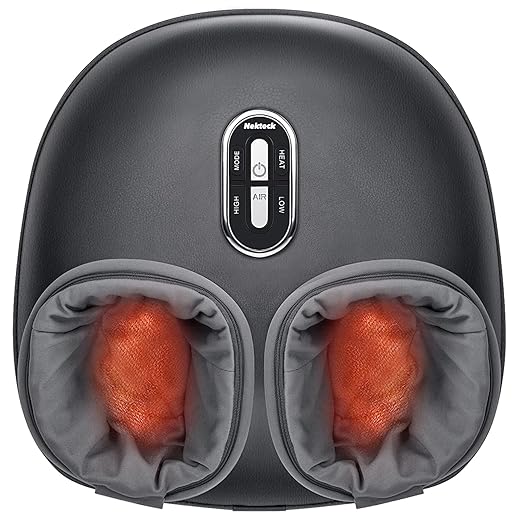 Nekteck Shiatsu Foot Massager with Heat [2026 Upgraded], FSA Eligible Deep Kneading Therapy Air Compression, HSA Feet Massage for Plantar Fasciitis, Improve Blood Circulation Foot Wellness Pain Relief