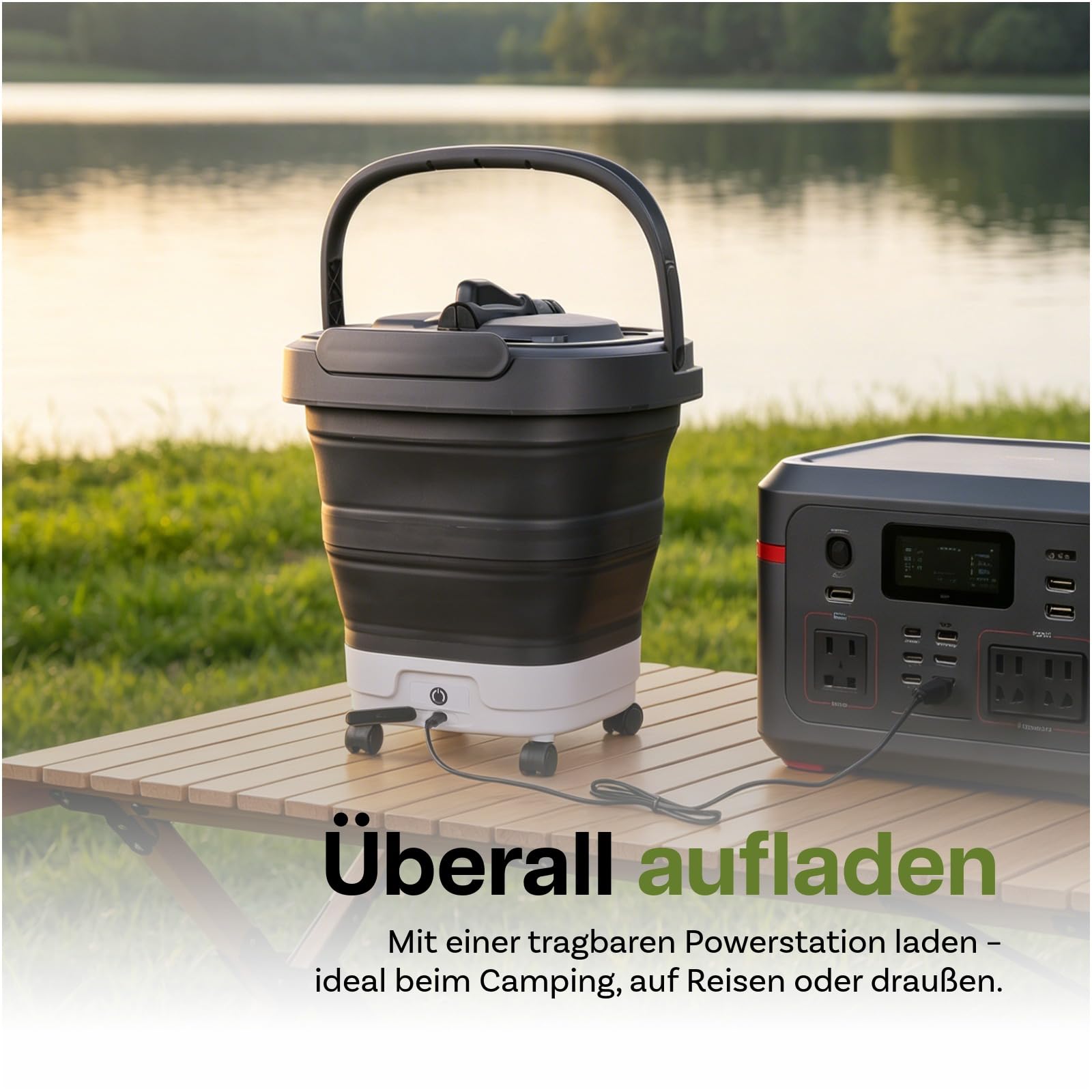 Faltbarer Tragbarer Hochdruckreiniger mit 12L Wassertank von WanderS – Kabelloser Akku Druckreiniger mit Rädern, 4-in-1 Düse & Elektrischer Sprühfunktion – Auto, Camping, Garten, Haustiere & Zuhause