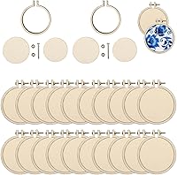 Vista 12 de Framendino, Paquete de 10 mini aros de madera para bordar círculos redondos de punto de cruz para bricolaje, llavero, marco