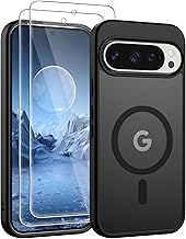 Magnetic for Pixel 10 Pro XL Case,Compatible with Magsafe,with HD Screen Protectors X2, [Durable & Sturdy] Slim Translucent Protective Cover,Google Pixel 10 Pro XL-Black