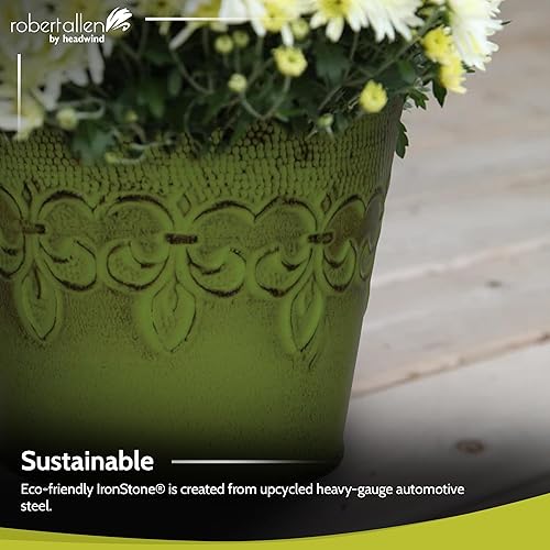 Miniatura 6 de Robert Allen Fluer De Lis Series - Maceta de metal, 4"