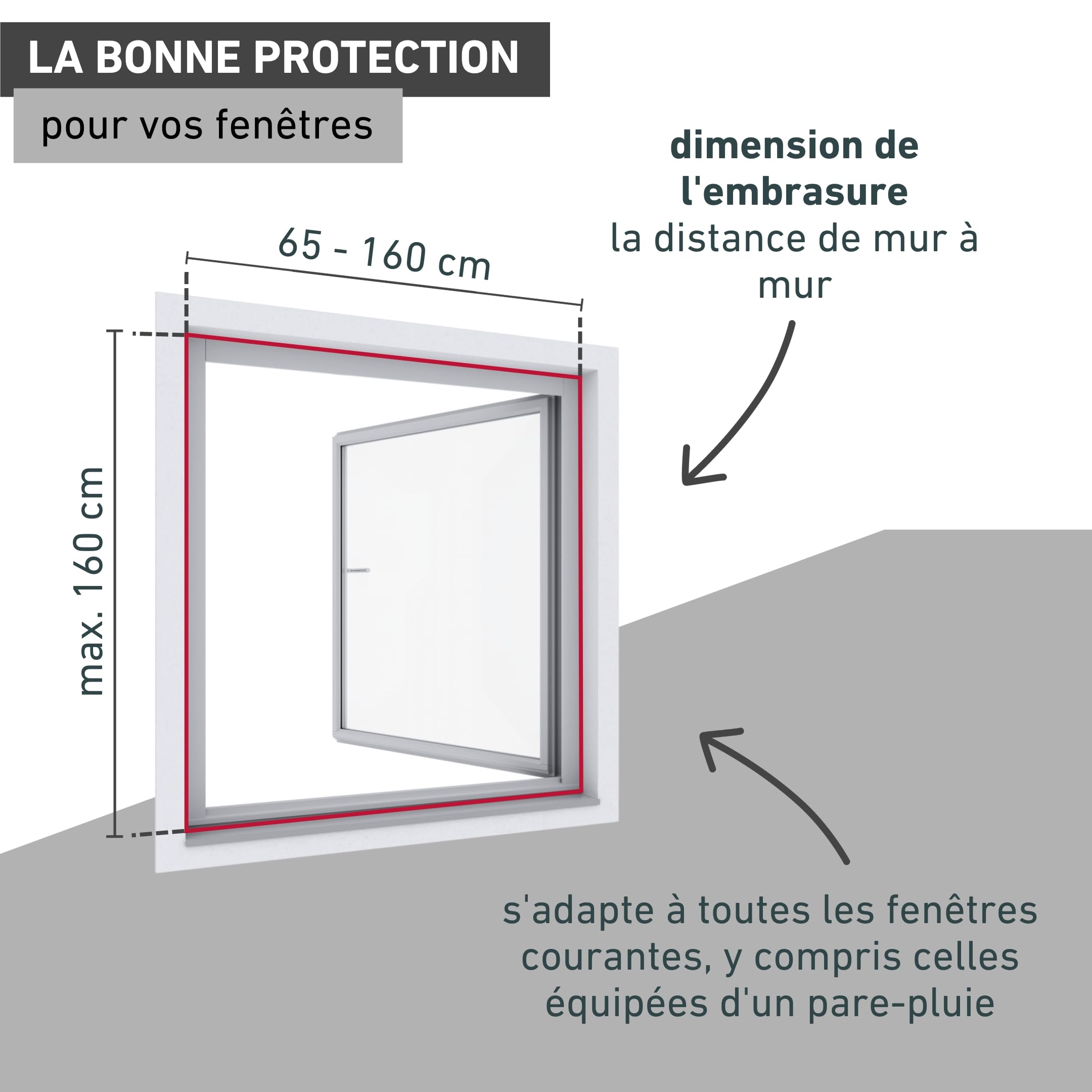 Windhager Store Enrouleur pour Fenetres Plus, Moustiquaire, individuellement découpable, 160 x 160 cm, anthracite, 03893