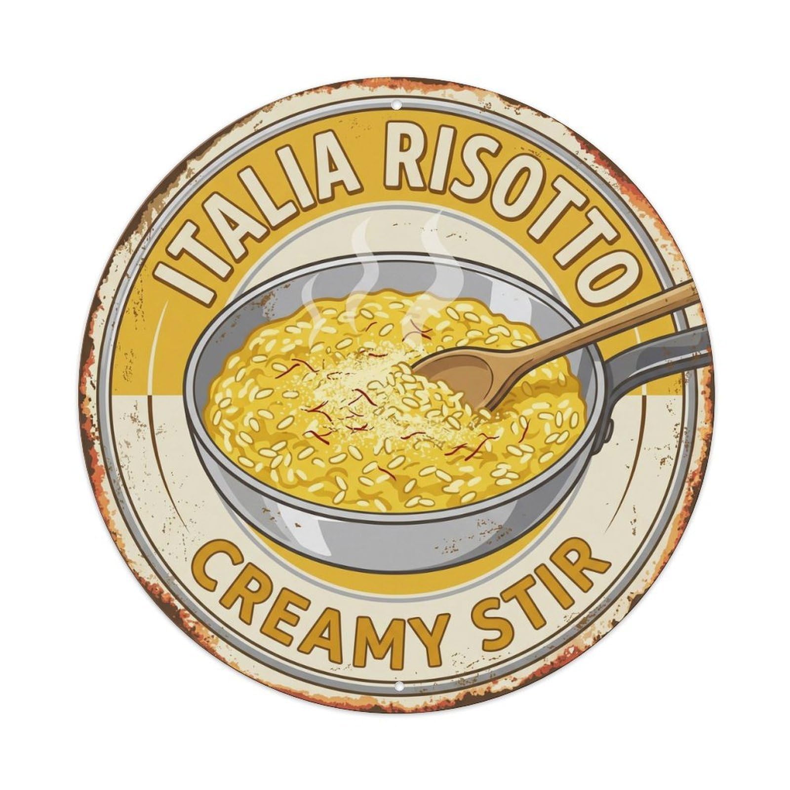 Vintage Risotto Creamy Stir Italy Rice Metal Tin Sign