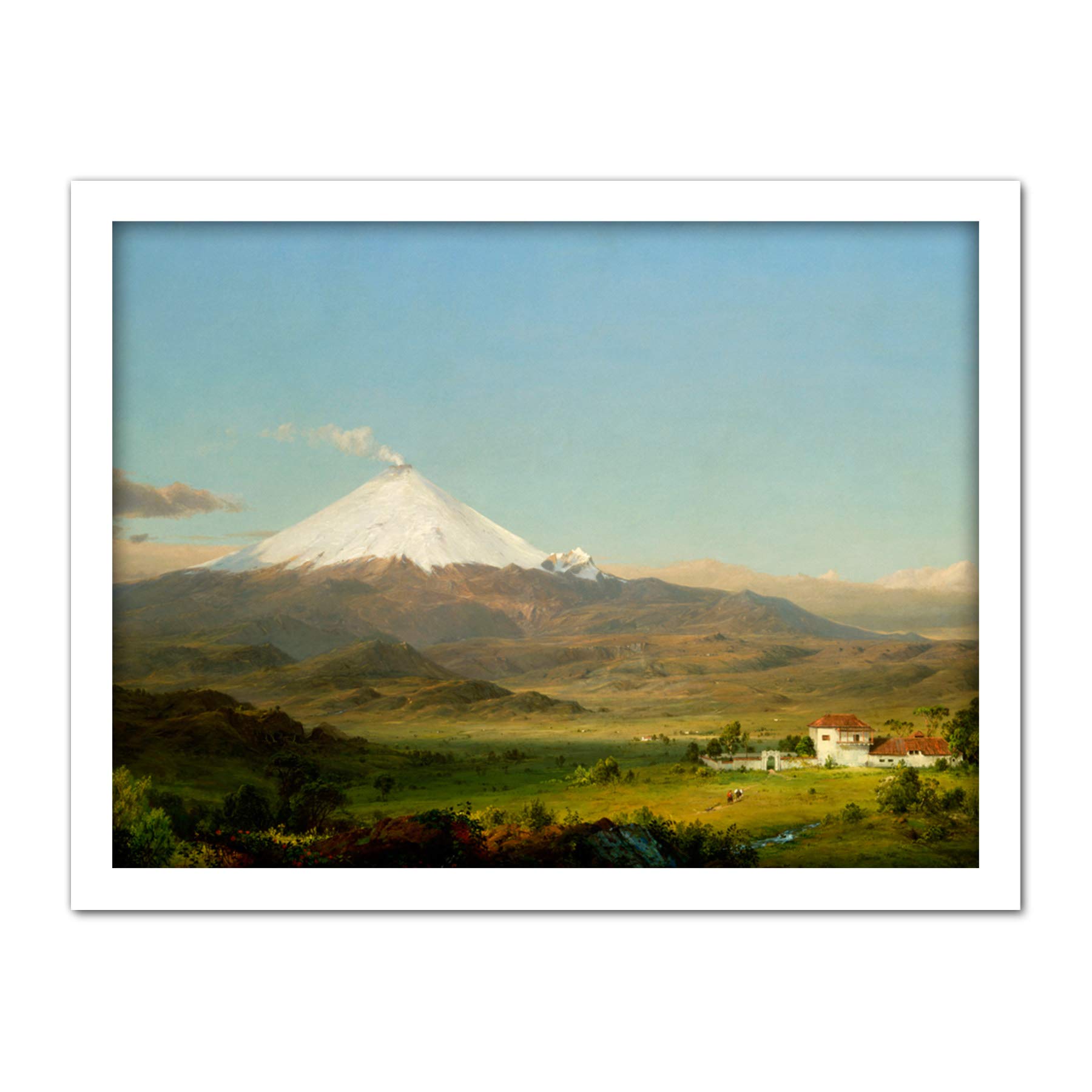 Church Cotopaxi Volcano Ecuador Andes Mountain Snow Painting Large Framed Art Print Poster Wall Decor 18x24 in