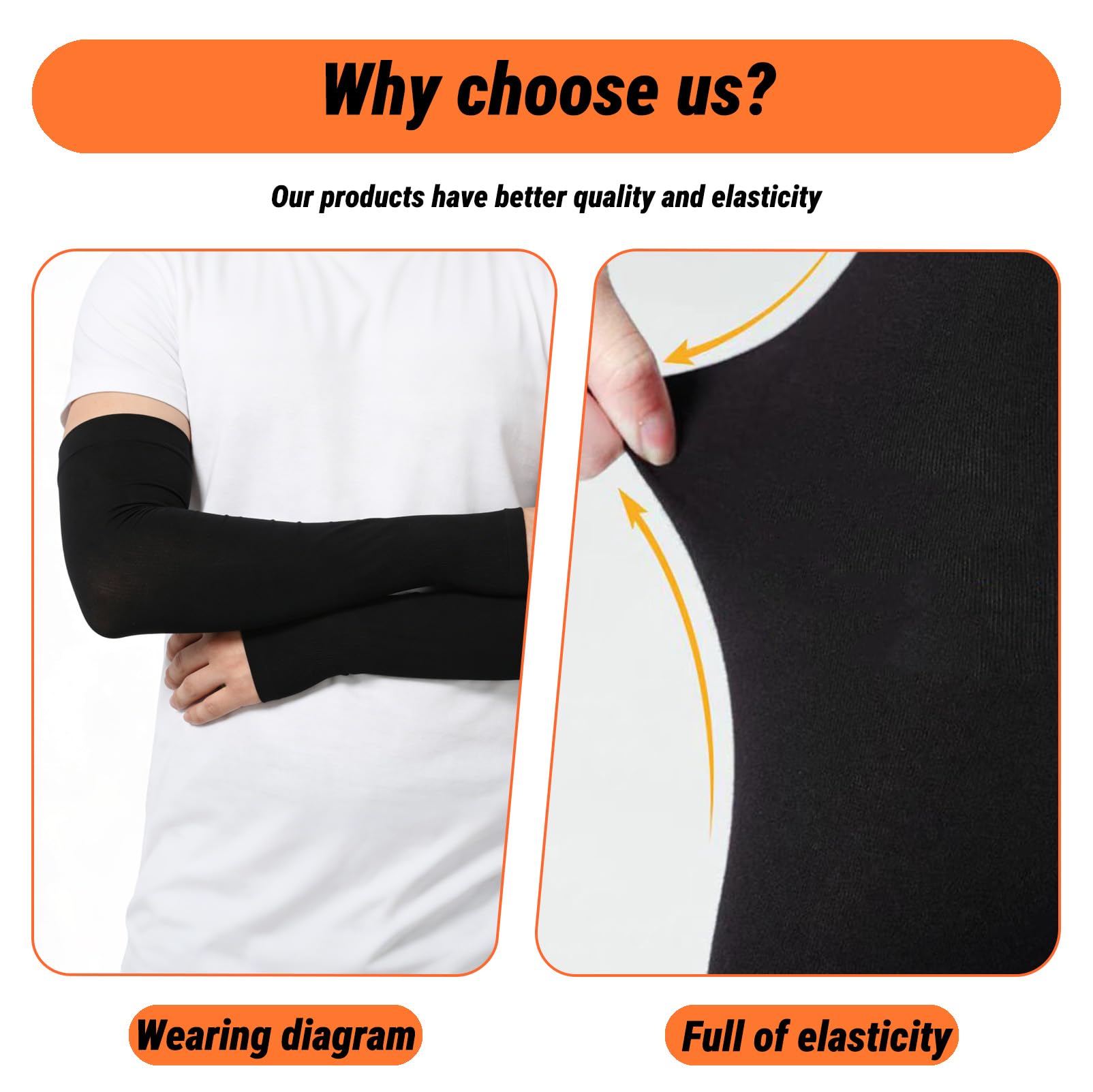Manchette Anti UV,Noir,Manchette Respirante Rafraîchissante UPF50+ Protection Solaire pour Bras Homme et Femme,Antidérapante,Séchage Rapide,Compression Légère pour Cyclisme Randonnée Golf