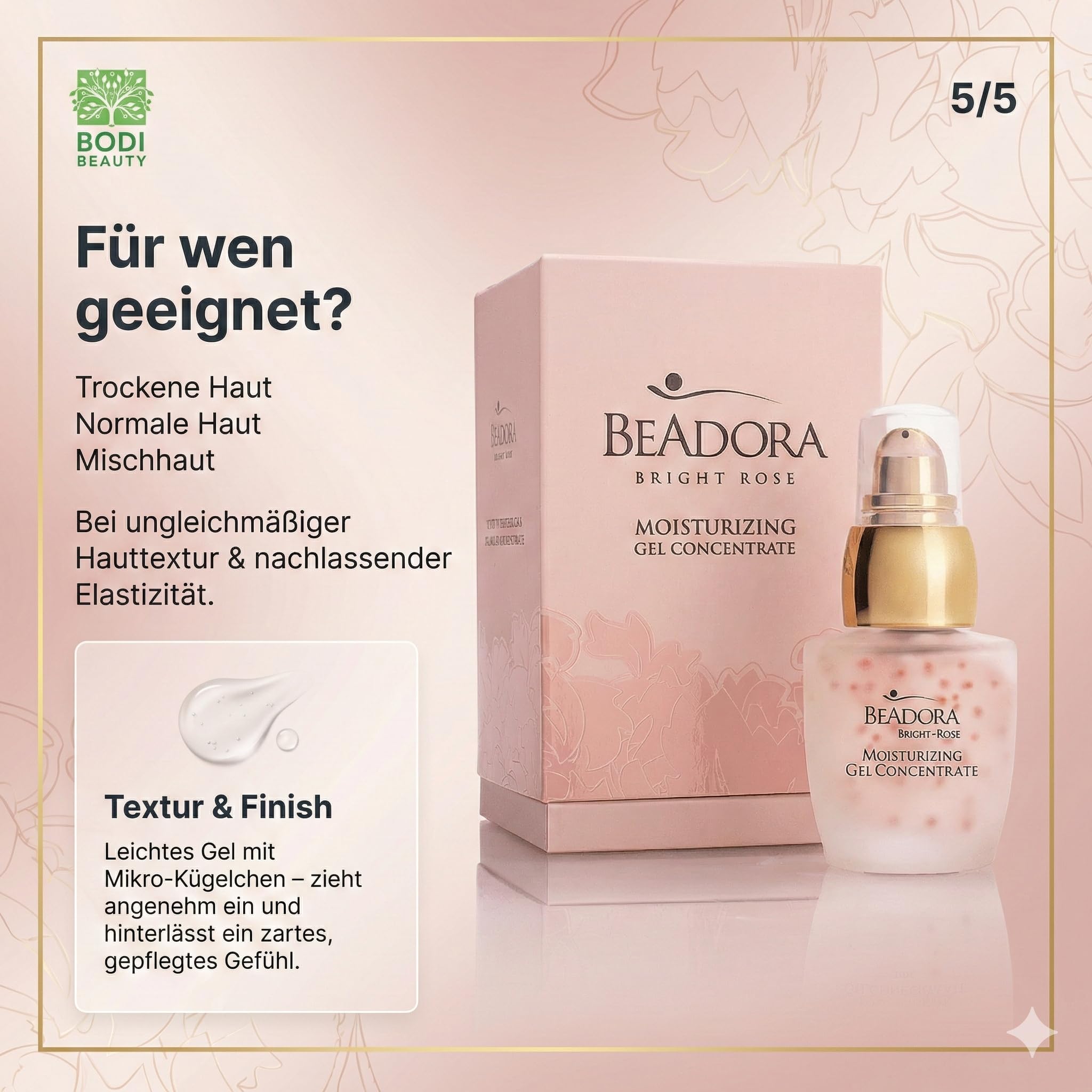 BeAdora Rose Gel-Konzentrat 30 ml mit Rosenöl & Hyaluronsäure