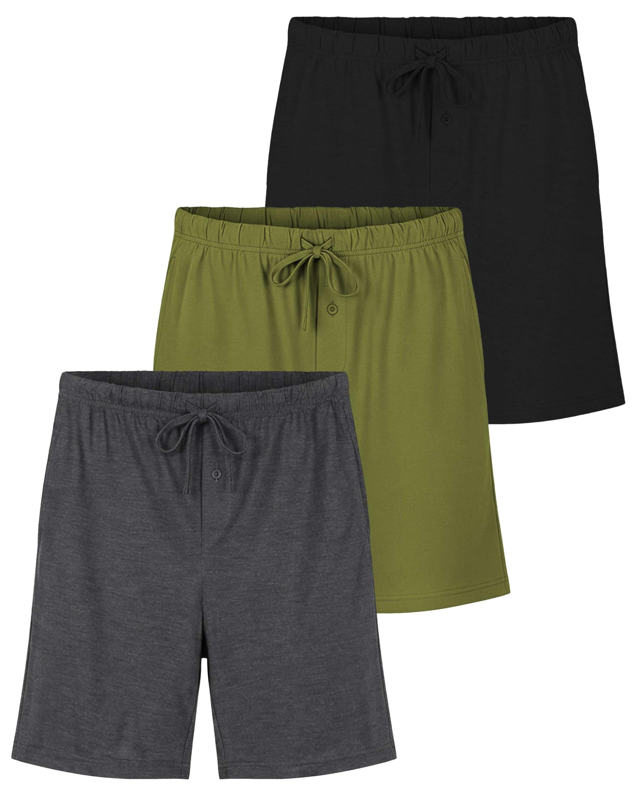real essentials 3 Pack: Mens Cotton Ultra-Soft Knit Sleep Pajama Shorts & Lounge Wear (Available In Big & Tall)-picture-28