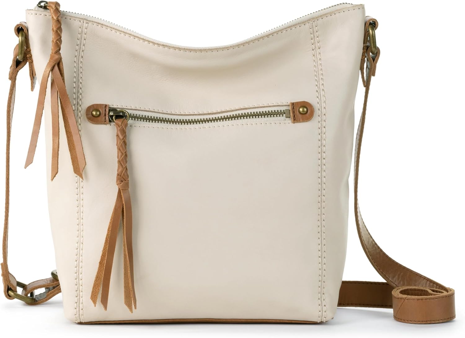 The Sak Ashland Crossbody in Leather, Adjustable Crossbody Strap, Stone