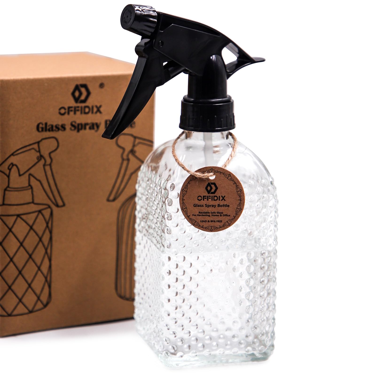 OFFIDIX Glass Plant Mister with Adjustable Nozzle for Indoor Plants and Cleaning