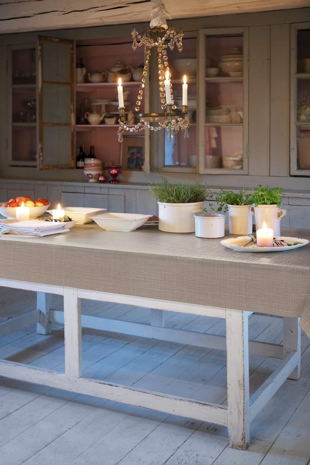 d-c-fix tafelkleed lichtbruin – Monte Carlo Sharon greige (110 x 140 cm) – tafelkleed met structuurpatroon voor de keuken-, eet- of tuintafel – voedselveilig, afwasbaar en waterdicht