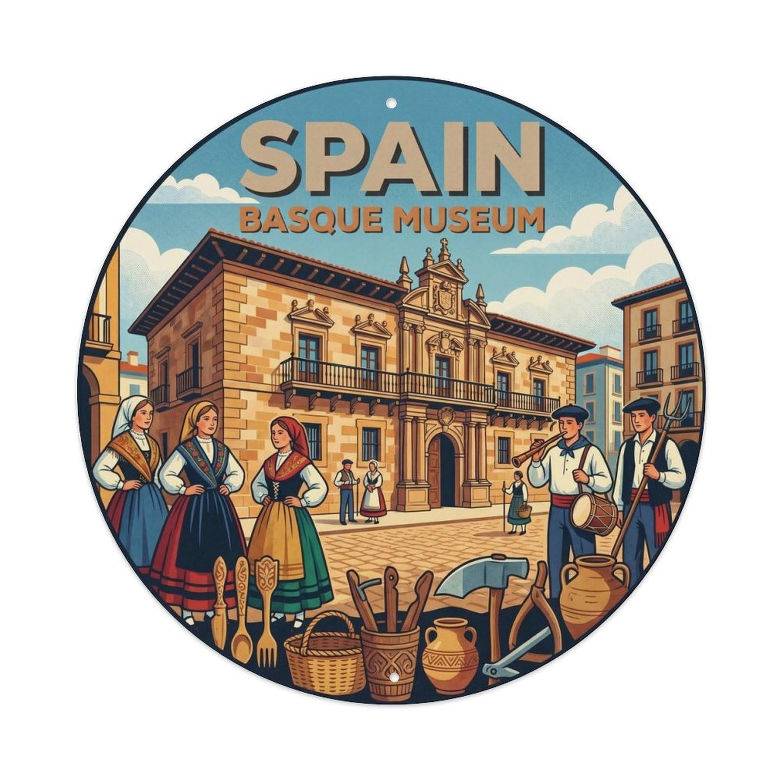 Bilbao Basque Museum Spain Landmark Travel Metal Tin Sign