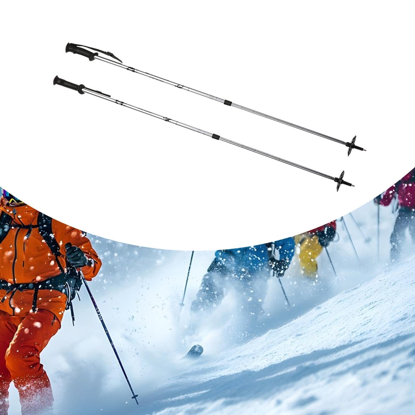Qianly 2 Piezas Bastones de Senderismo Palos de Montaña Telescópicos Aleación de Aluminio Mango Cómodo Cestas para Nieve Ajustable Útiles para