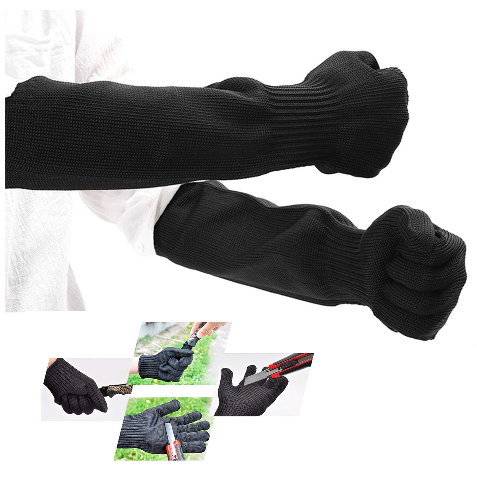 Gants Anti-coupures 1 Paire de Gants Anti-coupures, Gants de sécurité en Maille d'acier Inoxydable et Fil métallique pour gratter Les Chats et Les Chiens, Noir