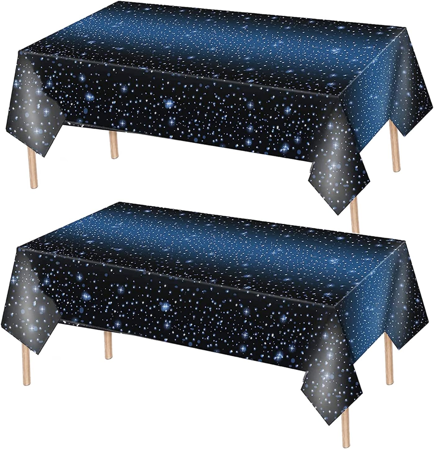 2 Pack Space Tablecloth Starry Night Tablecloth Decorations Plastic Galaxy Table Cover Space Stars Theme Party Supplies for Birthday Home Decorations, 54 x 108 Inch