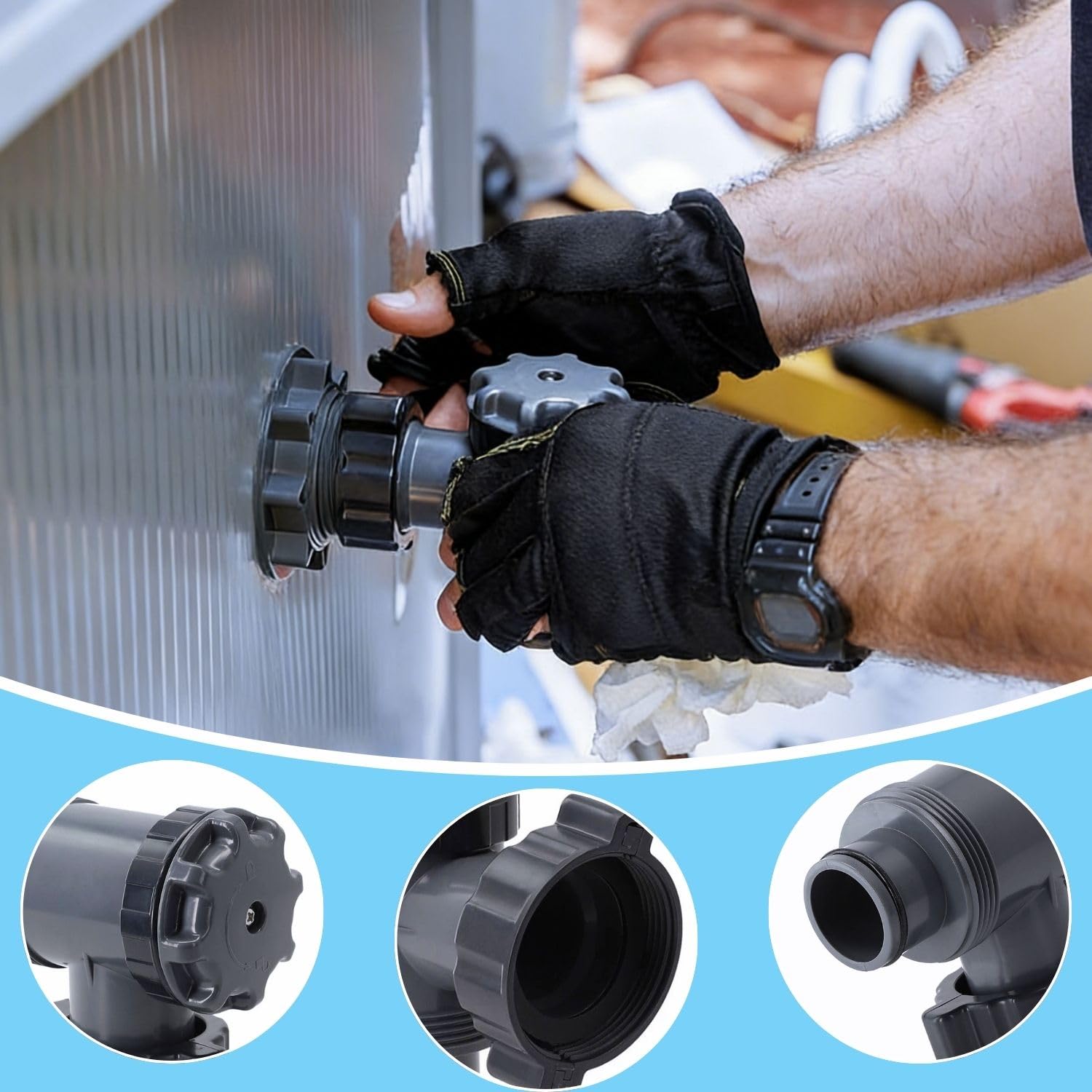 Lot de 2 vannes à piston de rechange, 38 mm, vanne d'arrêt pour piscines hors sol, compatibles avec tuyau de 1 1/2 pouce, compatibles avec les pompes à filtre de piscine courantes