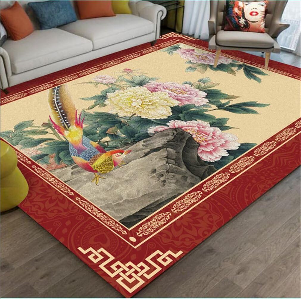Tapis confortable et résistant rouge pour grand salon manga