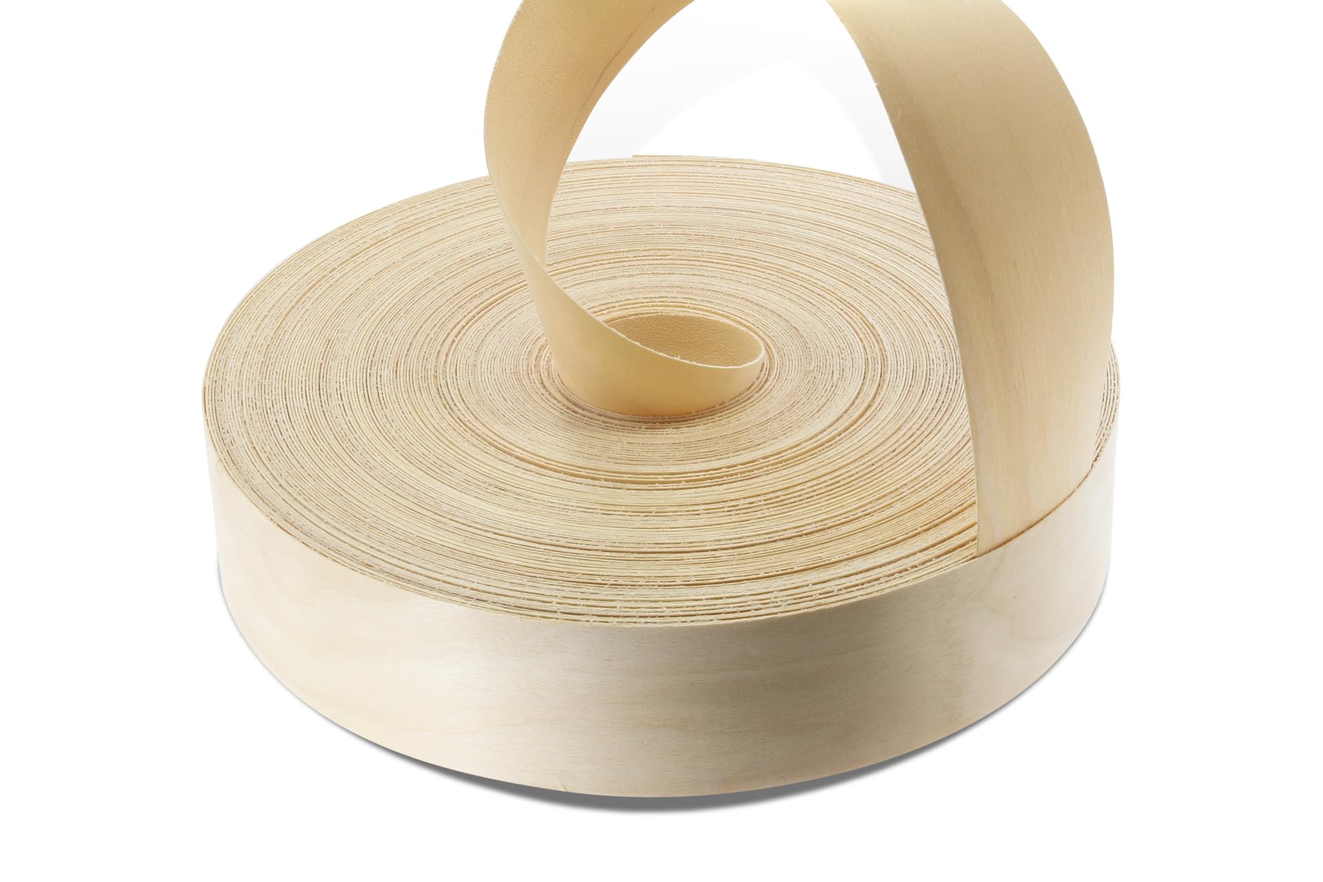 Nastro per bordatura impiallacciato pre-incollato in vero legno d'acero, 50 mm, rotolo da 50 m, applicazione termoadesiva su legno