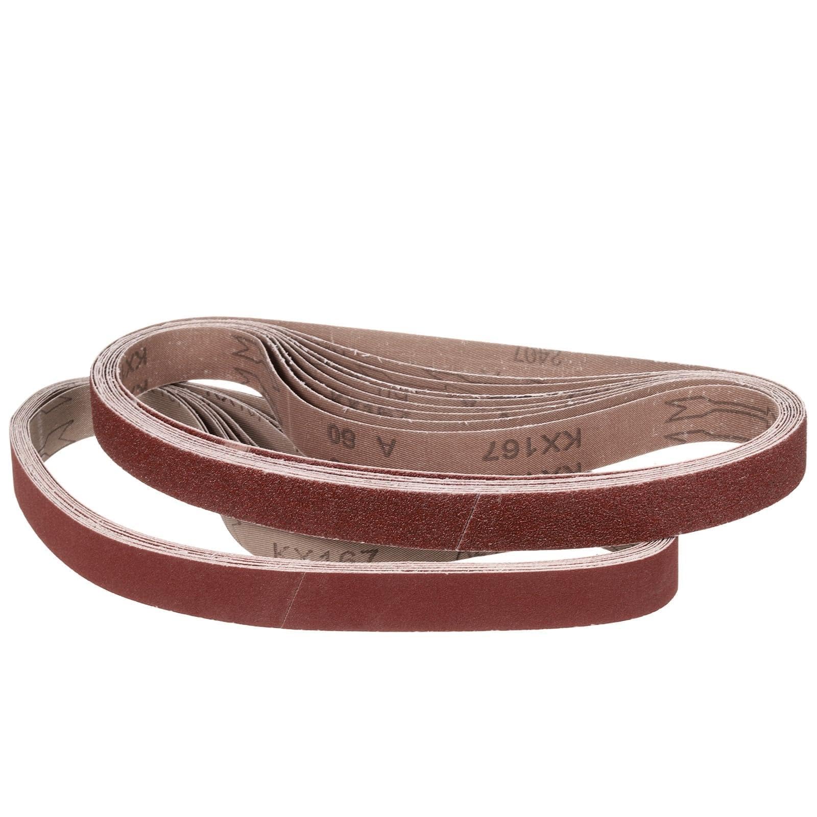 CoCud 25mm x 762mm Sanding Belt, 18 Pcs 60/120/150/240/320/400 Grit Knife Sharpener Belts Work Sharpening for Belt Sander Knife Carving Tool Metal Working