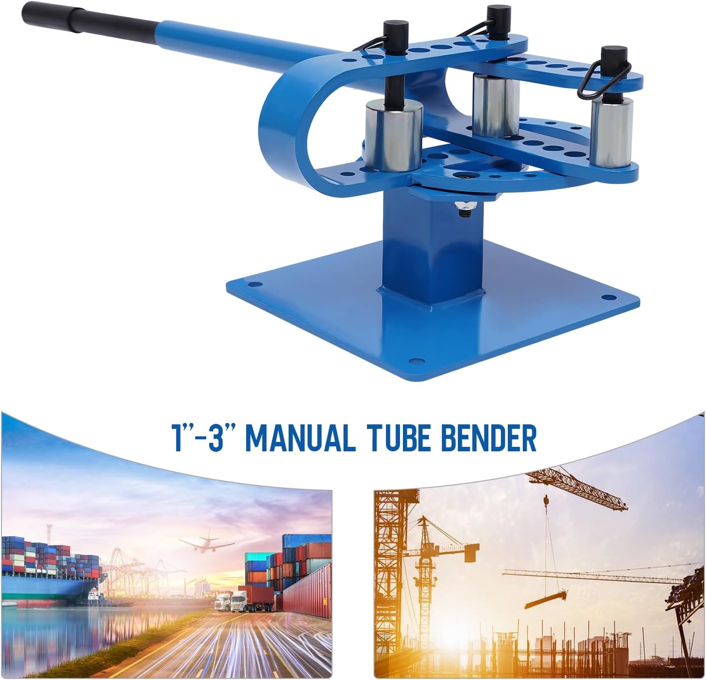 Manual Tube Bender,Metal Rod Bar Bender Bending Tool,1"-3" Round Square Bar Tubing Bender Tool with 7 Bending Dies,Heavy Duty Bench Top Pipe Bending Machine for Garage Repair Shops,Construction