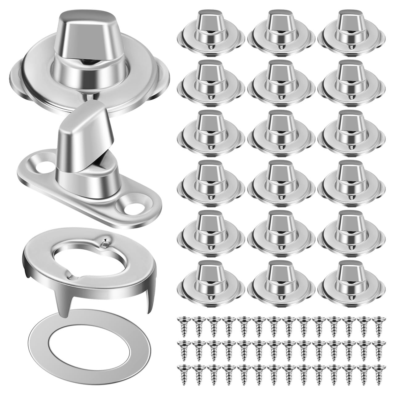 COHEALI Turn Button Fasteners 20 Sets Galvanized Mounting Screws for Canvas Tarp Grommet Fasteners 1.18 X 0.78 X 0.39In Easy Installation for Furniture Machinery and Marine Projects