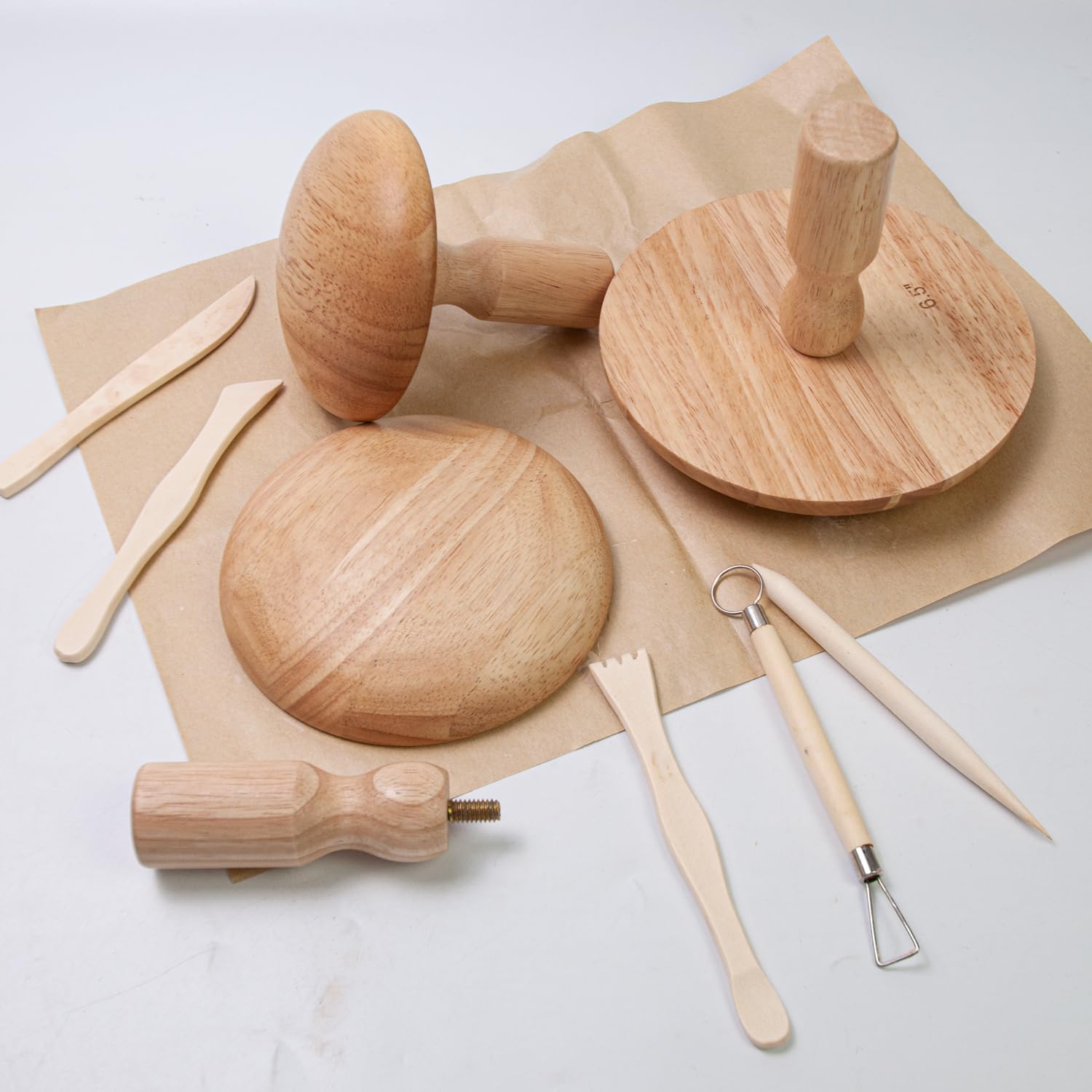 1X Pottery Molds 5.5'' Plaster Wood Pottery Tools with Handle Ceramic Molds for Pottery Ceramic Top Forms for DIY Bowls Plate Dish Slump Press