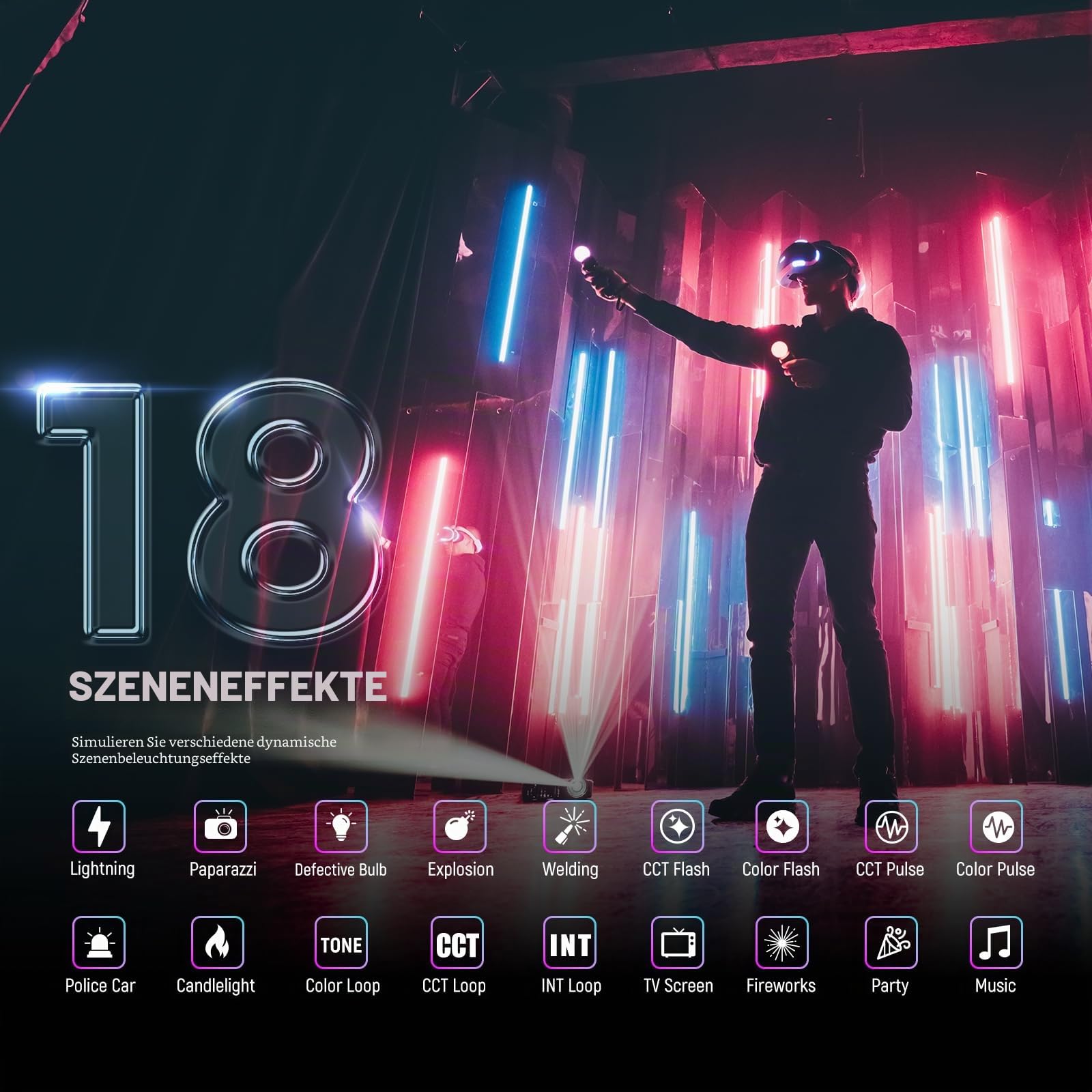 Neewer RGB2 LED Videoleuchte Lichtstab mit Metall Scheunentor Griff Touchleiste/APP/2 – Bild 6