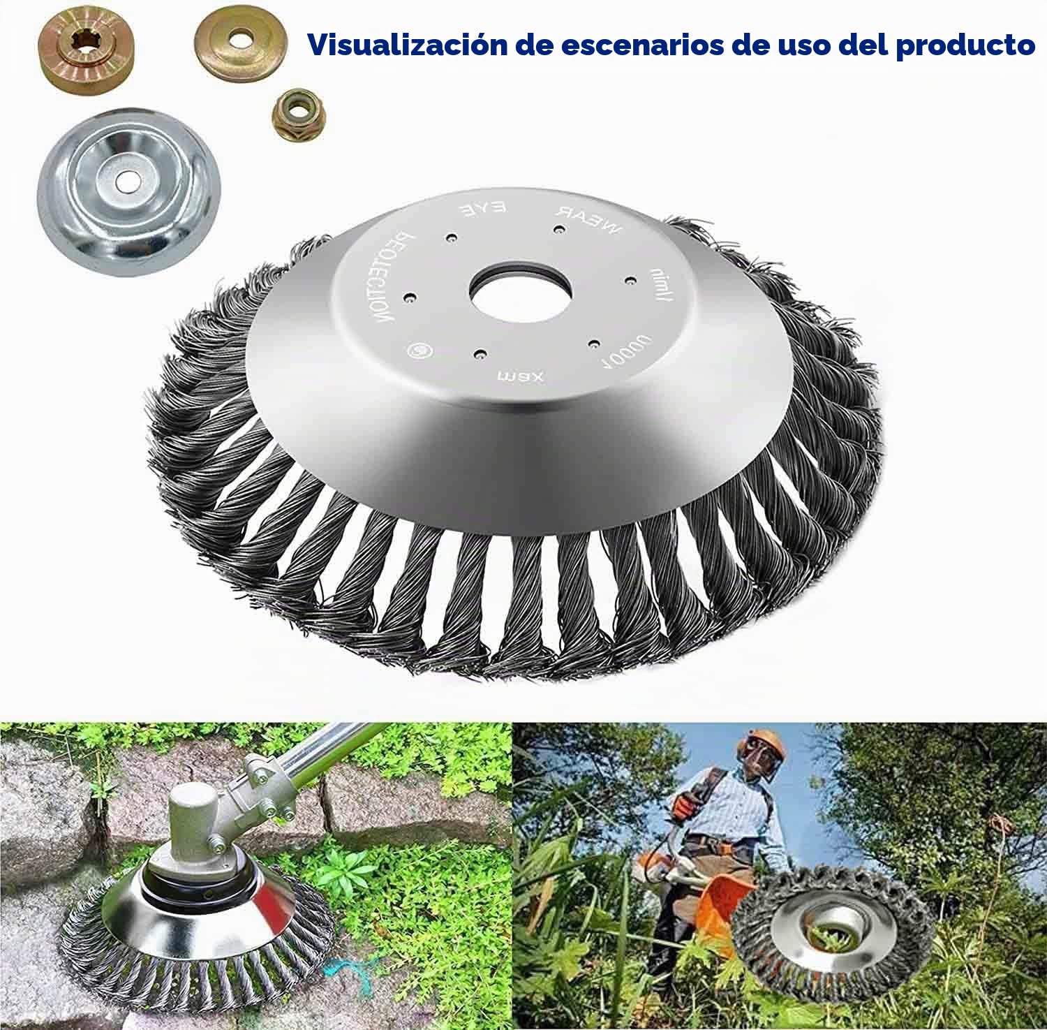 Desbrozadora Profesional con Cepillo de Acero para Malas Hierbas y Hierbas Silvestres, 200 x 25,4 mm, para Juntas - Redondo