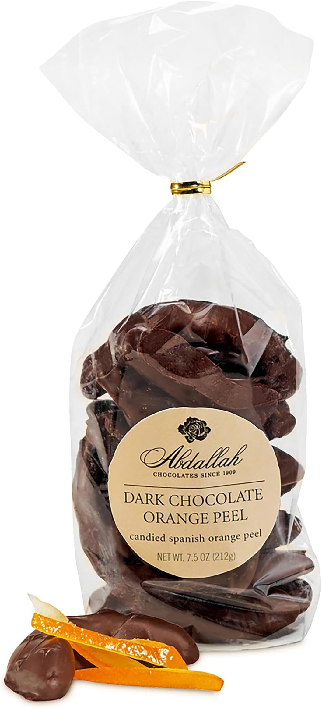 Abdallah Chocolates Dark Chocolate Orange Peel, 6.5 ounce