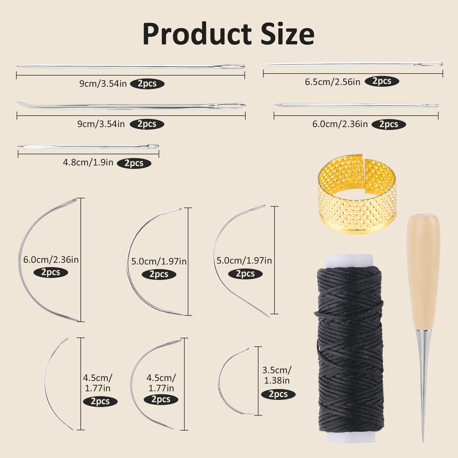 Lot De 25 Aiguilles Pour Cuir De Sellerie - Aiguilles Incurvées En