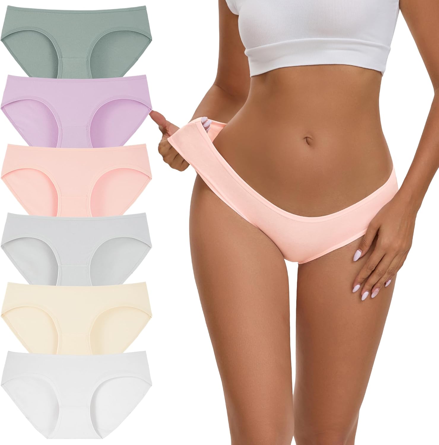 INNERSY Womens Underwear Low Rise Cotton Hipster Panties Soft Breathable Ladies Briefs 6-Pack