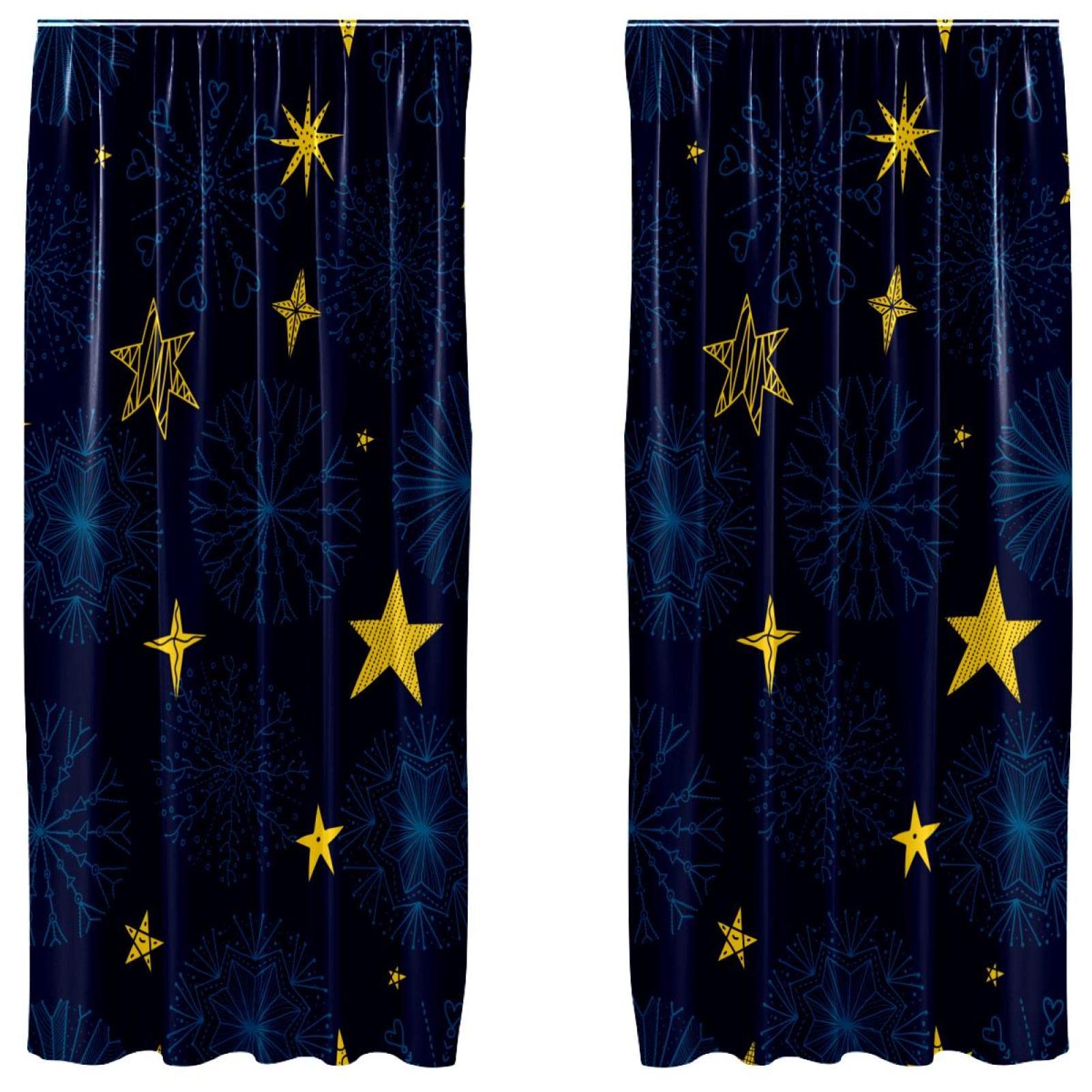 Cortinas opacas de microfibra premium con estampado de estrellas y flores boho, 55x84 pulgadas