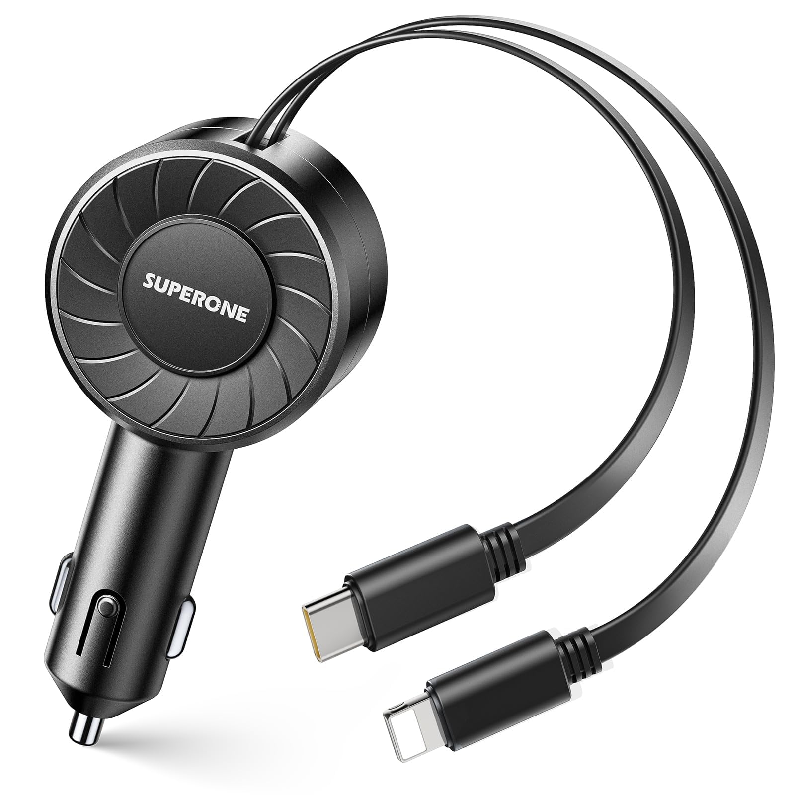SUPERONE Cargador retráctil para coche con cables retráctiles
