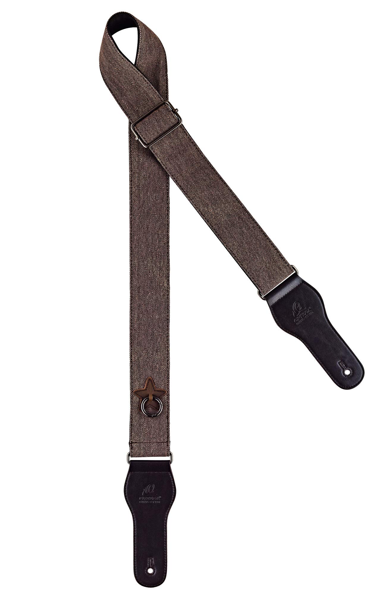 Ortega Guitars Adjustable Guitar Strap - Acoustic Guitar / Bass, Electric Guitar / Bass - Highland Series - Cotton, Brown (OCS-130)