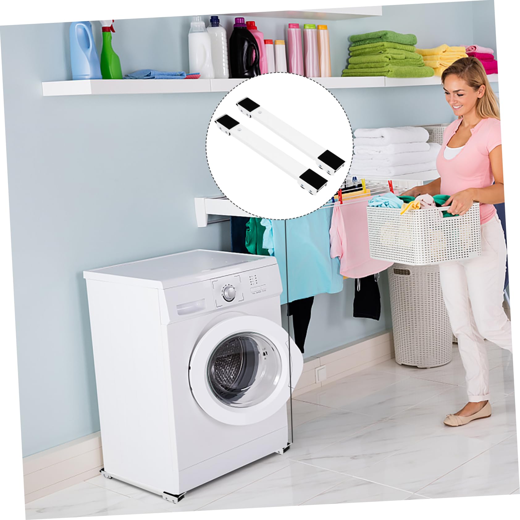 VILLCASE Soporte de Lavadora Base Rodante Ajustable para Máquina de Lavar Ropa Protección Oxidación