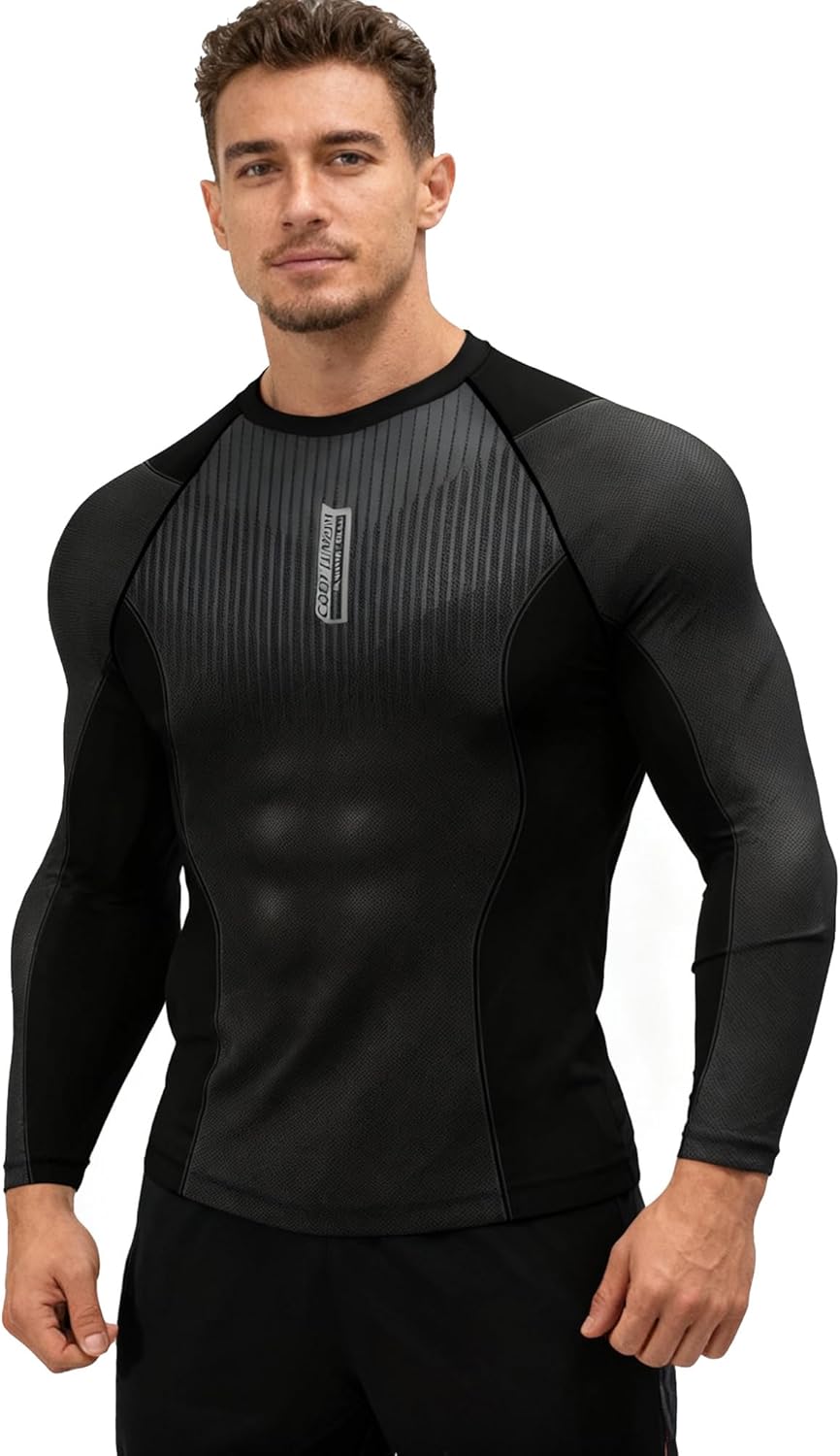 Red Plume Men’s Athletic Long Sleeve Compression Shirts/Men’s Cool Compression Top for Sports - Image 2