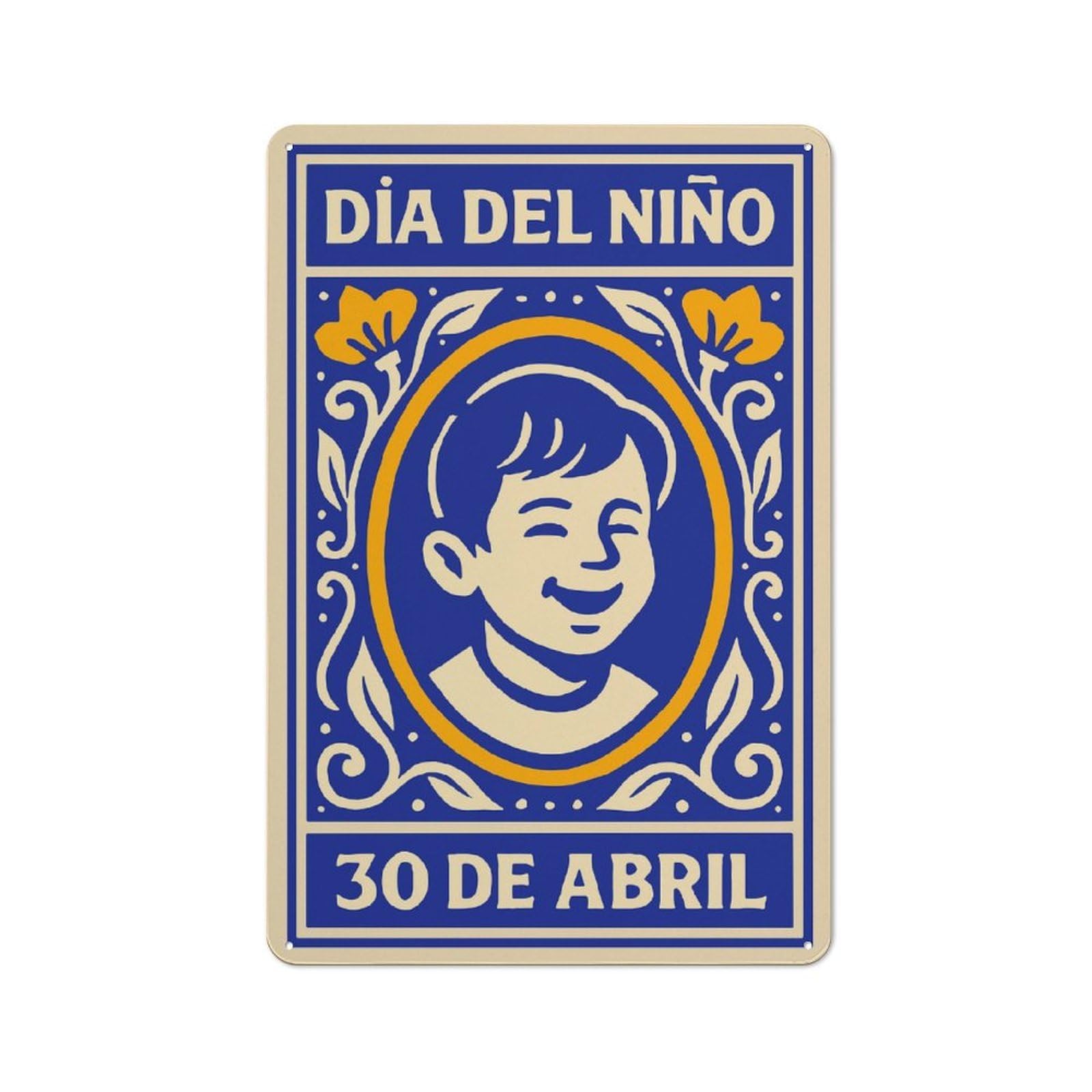 Junmoney Style-21 Dia Del Niño Warehouse Style Metal Wall Decor 30X20cm, Metal Wall Sign For Workspace, Cafe, Hallway Or Garage