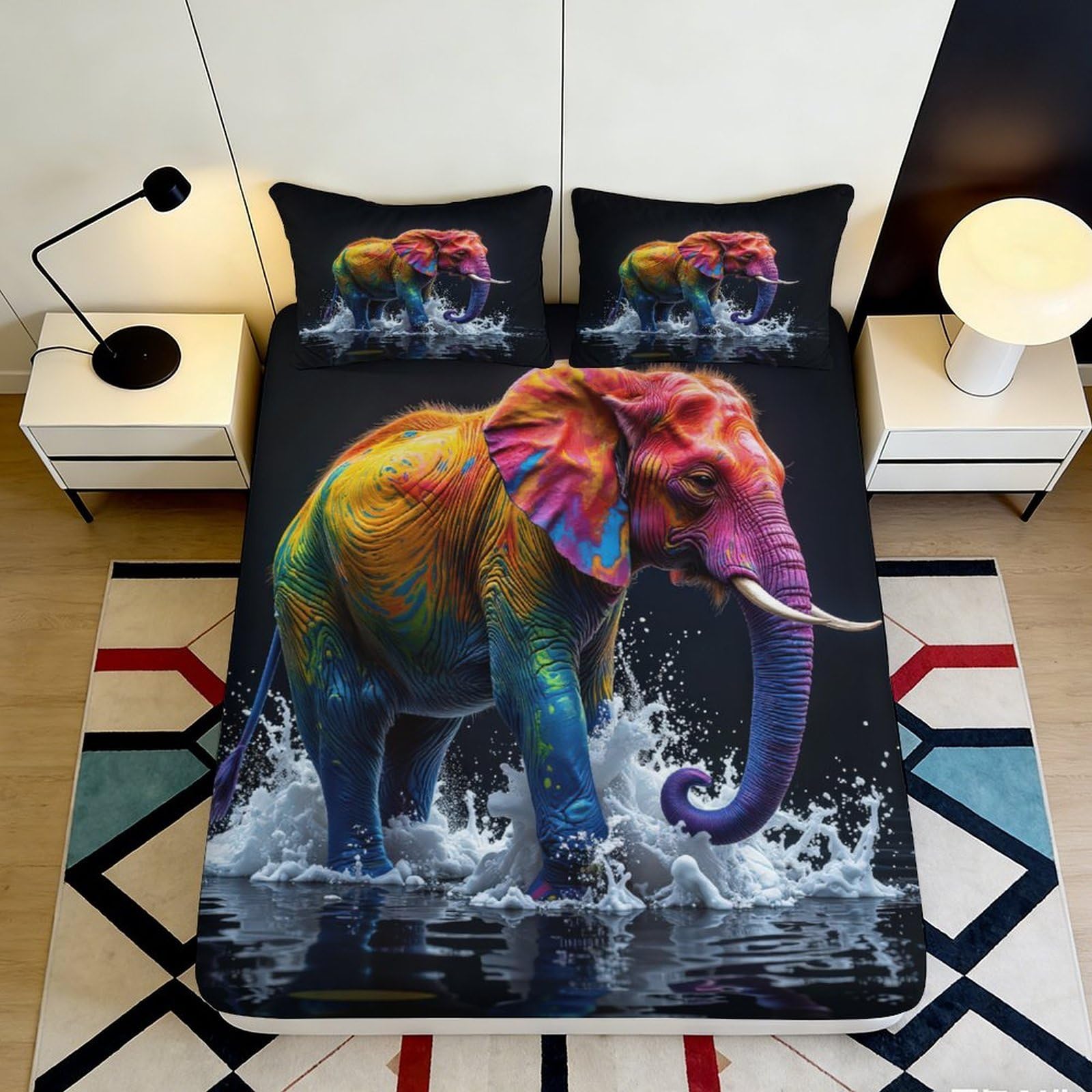 3D Printed Mandala Pattern Fitted Sheet Microfiber Deep Pocket Bedroom Bedding Mandala Mattress Fitted Cover Non-Slip for Adults Washable 160x200x25cm