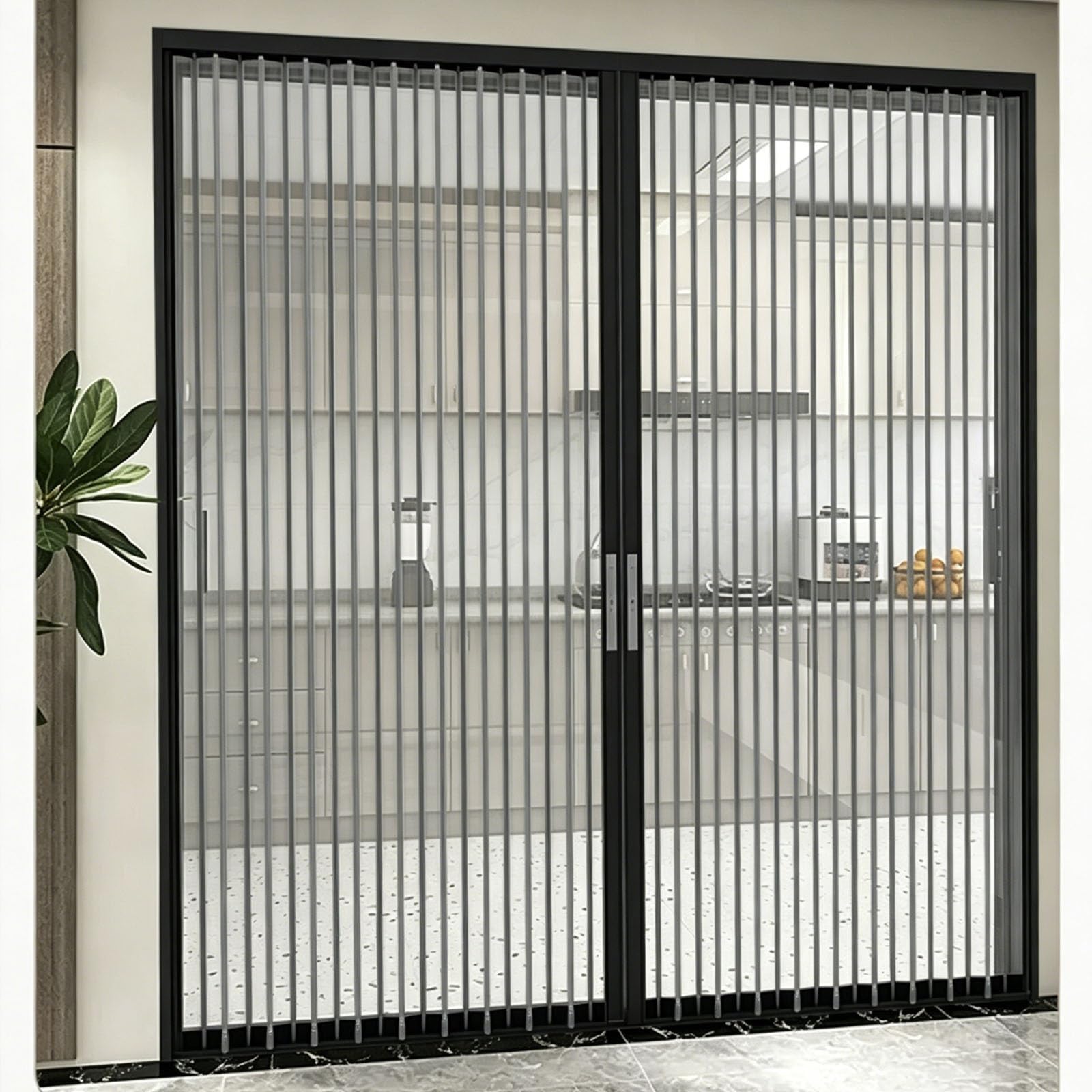Clear Folding Interior Transparent Accordion Door for Apartment, No Drill Room Divider Privacy Doors for Kitchen Bedroom, Easy to Clean(160x210cm(63"x83"))