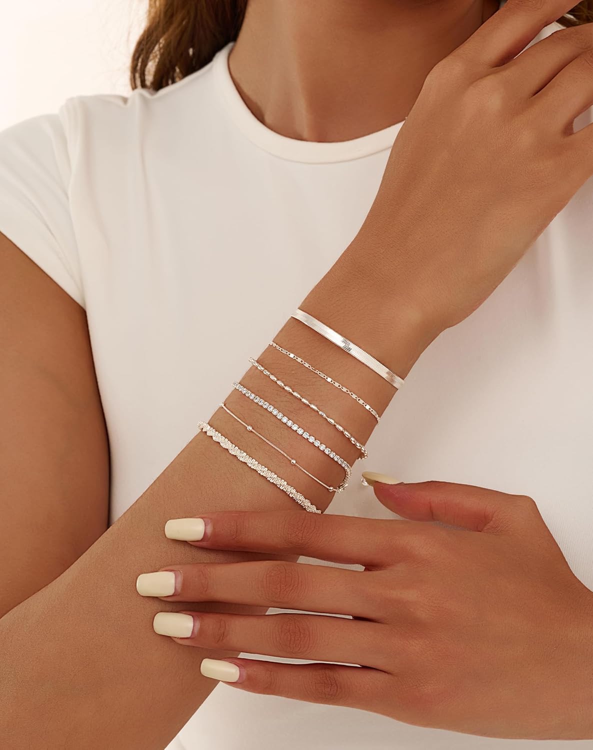 Gold Bracelets for Women 14K Gold Plated Stack Trend Bracelets Charm Paperclip Chain Cuban Link Layered Waterproof Bracelet Dainty Bracelet for Women Jewelry Gifts - Image 5