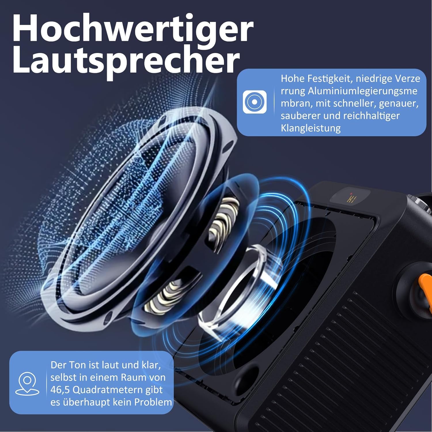 JYX Karaoke Anlage mit 2 Mikrofonen Ohne Verzögerung, Einstellbare Bässe & Echo für klaren Sound, 120W Leistung, Bluetooth 5.3, USB/AUX/TF, Ideal Für Familienfeiern, Partys & Outdoor-Aktivitäten