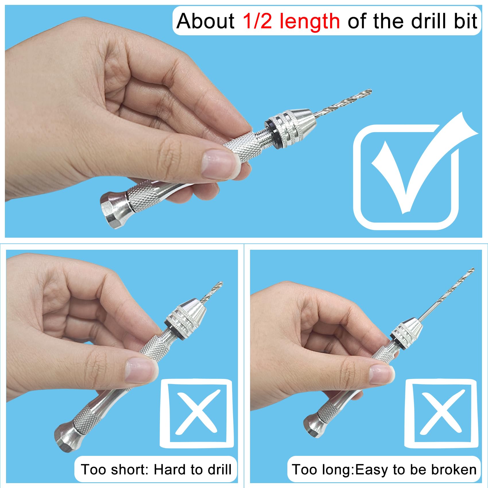 Kit De Perçage Manuel, Mini Perceuse À Étau Pour Moules En Résine, Perceuse De Bricolage Avec Mèches Hélicoïdales De 0.8-3Mm, Petite Perceuse Manuelle Pour L'Artisanat, La Sculpture, Le Modélisme