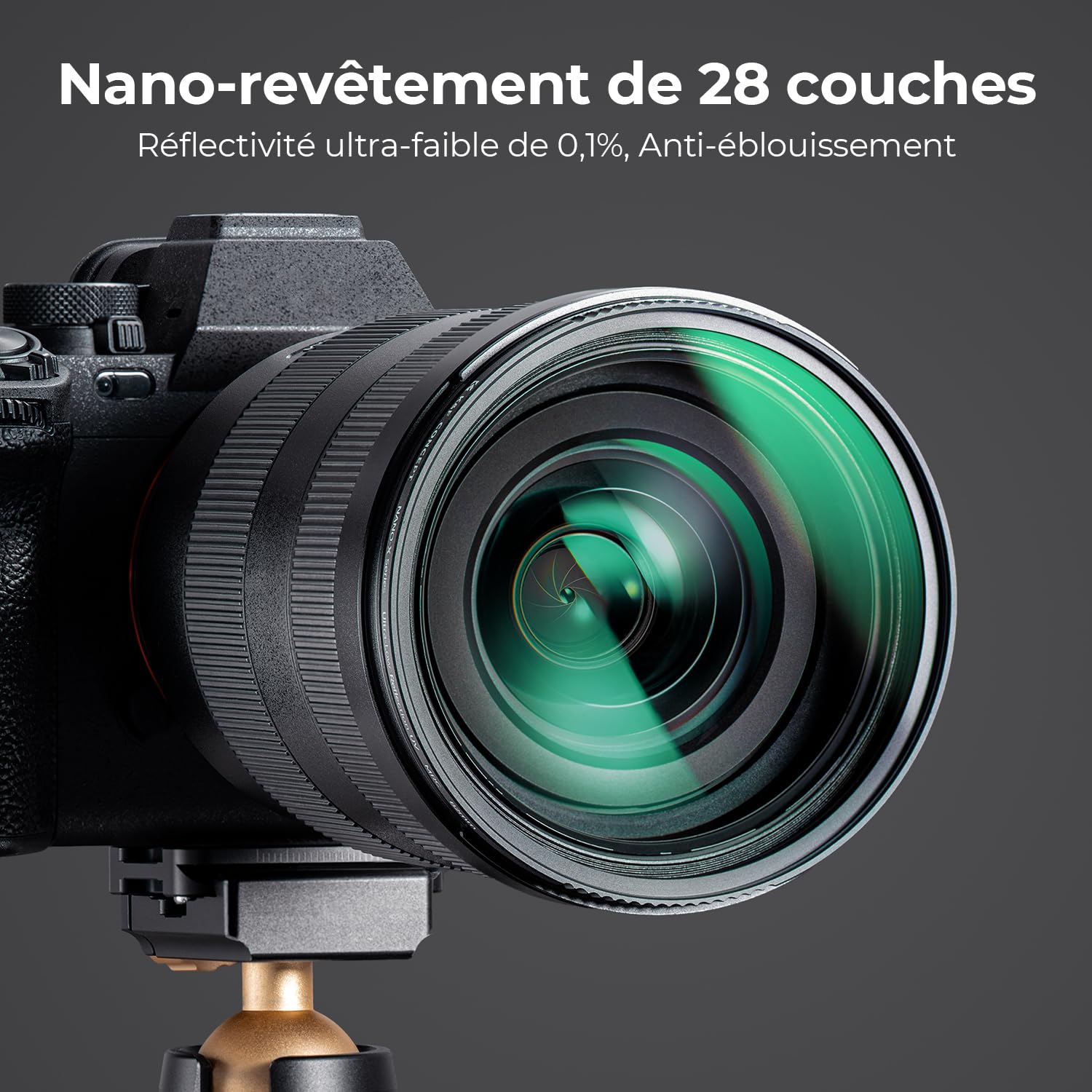 K&F CONCEPT Ø77mm Filtre UV d'ultra-Faible Réflexion Filtre de Protection HD Nano-X MRC Super Mince Multi-Couches avec Revêtement Vert Haute-Transmittance pour Objectif Appareil Photo