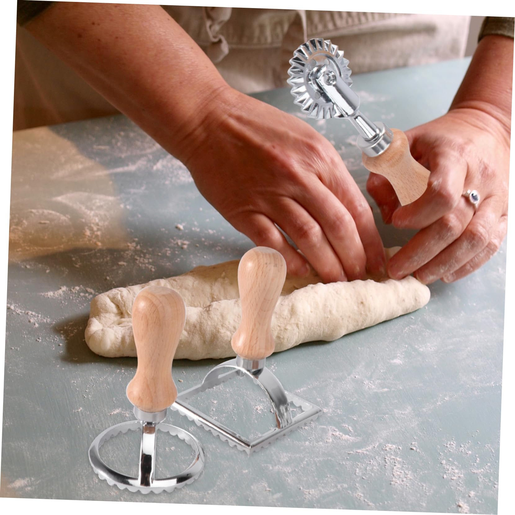 MAGICLULU 6stücke Teiliges Ausstechformen Für Kekse Lace Fondant Form Rund Und Holzgriff Für Plätzchen Und Dumpling-teig Backzubehör Für Kreative Küche