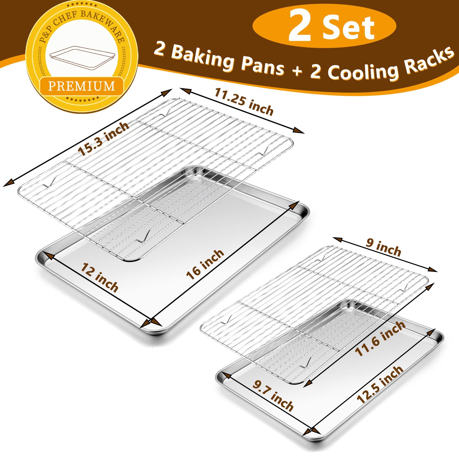 P&P CHEF Plaques de cuisson avec supports (10,6 cm + 31,8 cm)